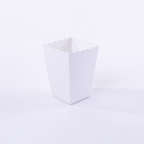Beyaz renkli karton popcorn kutusu / 4 adet - Bimotif
