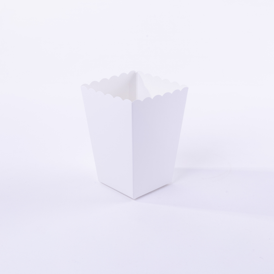Beyaz renkli karton popcorn kutusu / 4 adet - 1