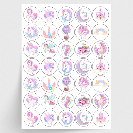 Boynuzlu at figürlü karışık sticker seti, 35 adet - Bimotif