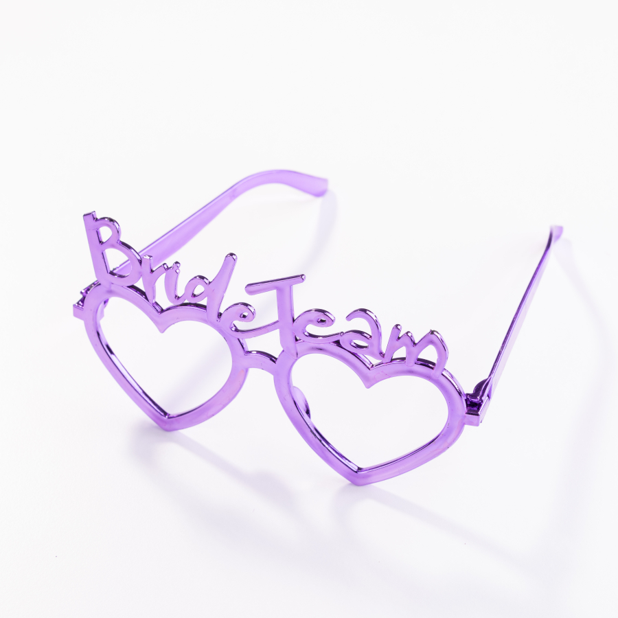 Bride team yazılı kalpli 6lı parti gözlüğü seti, karışık renkli - 1