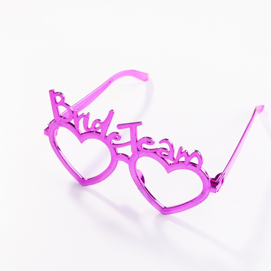 Bride team yazılı kalpli 6lı parti gözlüğü seti, karışık renkli - 3