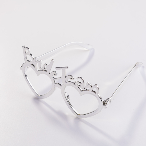 Bride team yazılı kalpli parti gözlüğü, gri - Bimotif