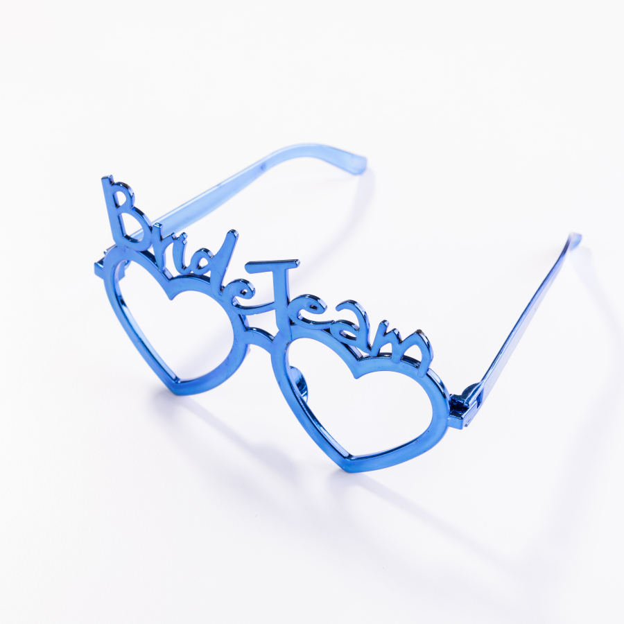 Bride team yazılı kalpli parti gözlüğü, mavi - 1
