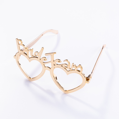 Bride team yazılı kalpli parti gözlüğü, pudra - Bimotif