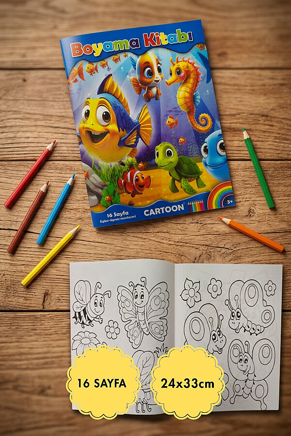 Büyük Boy Boyama ve Etkinlik Kitap Seti, Sualtı Dünyası (Toplam 16 Sayfa, 24x33cm) - 1