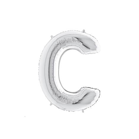 C harfi şeklinde gümüş renkli folyo balon 40inc / 1 adet - Bimotif