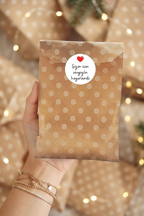 Çantalı Hediye Paketi Seti (100 adet Kağıt Çanta + 100 adet Kese Kağıdı + 105 adet Sticker) - 4