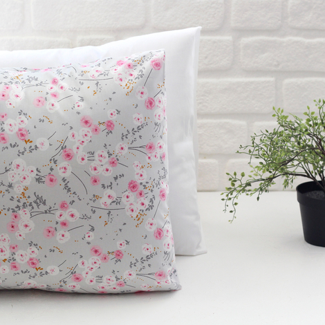 Çiçek desenli yastık kılıfı seti, 50x70 cm / gri - Bimotif