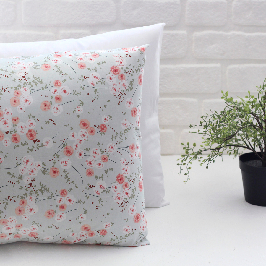 Çiçek desenli yastık kılıfı seti, 50x70 cm / mint - 1