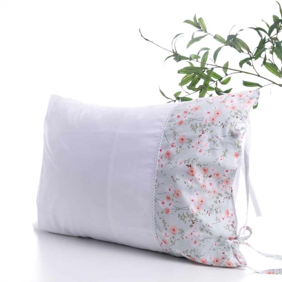 Çiçek desenli yastık kılıfı, 50x70 cm, Açık Mavi - 1