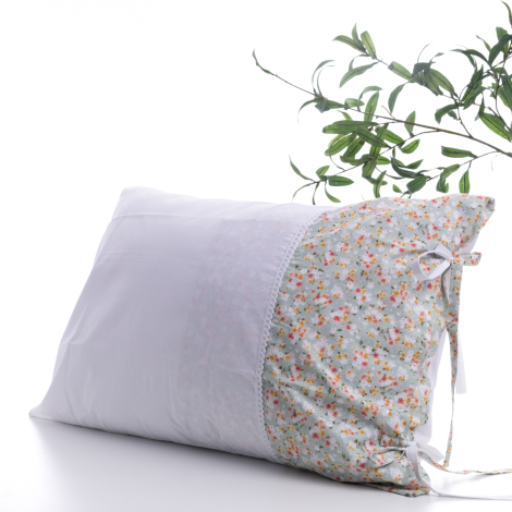 Çiçek desenli yastık kılıfı, 50x70 cm, Açık Yeşil - Bimotif