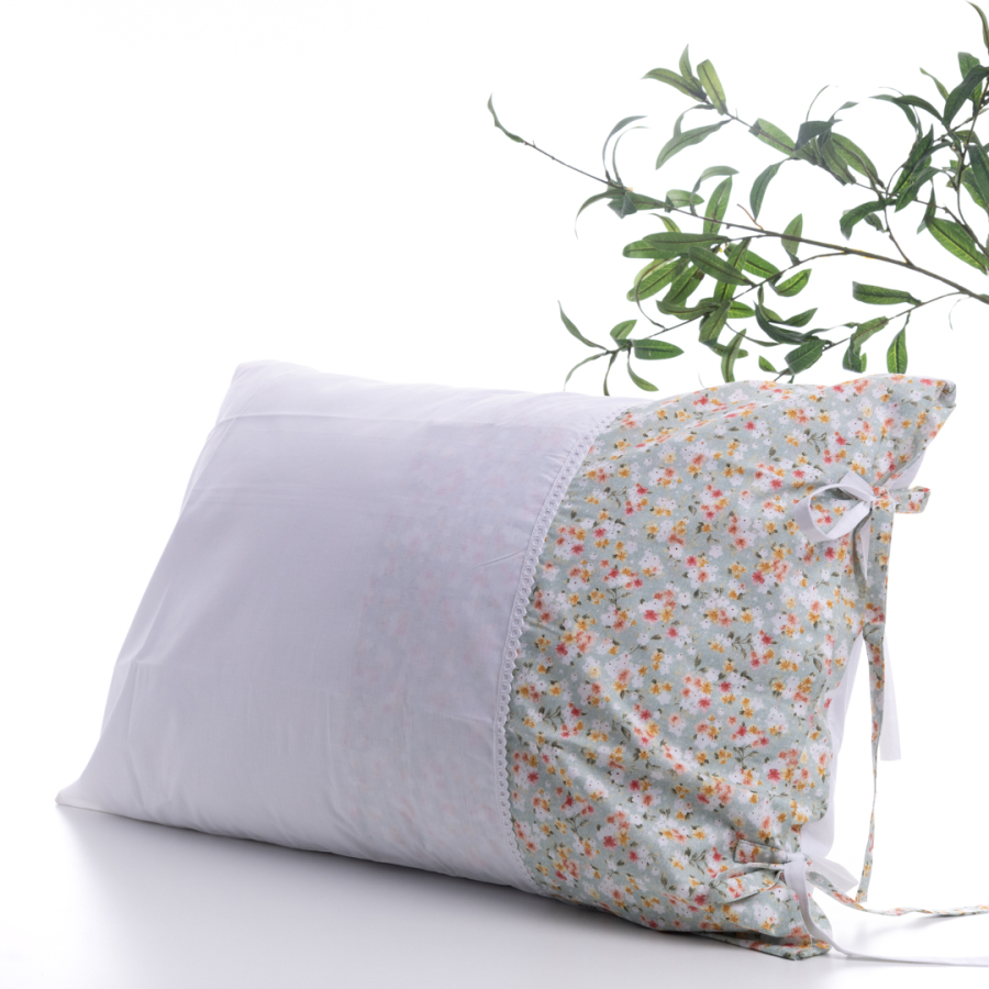 Çiçek desenli yastık kılıfı, 50x70 cm, Açık Yeşil - 1