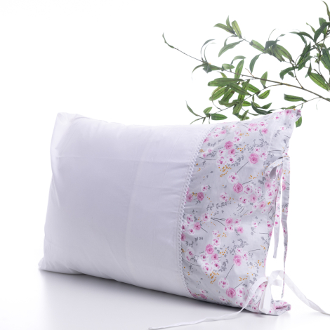 Çiçek desenli yastık kılıfı, 50x70 cm, Fuşya - Bimotif