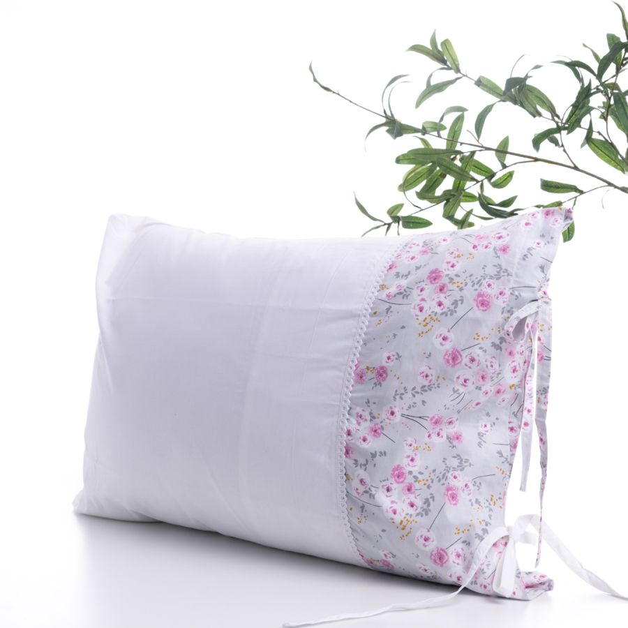Çiçek desenli yastık kılıfı, 50x70 cm, Fuşya - 1