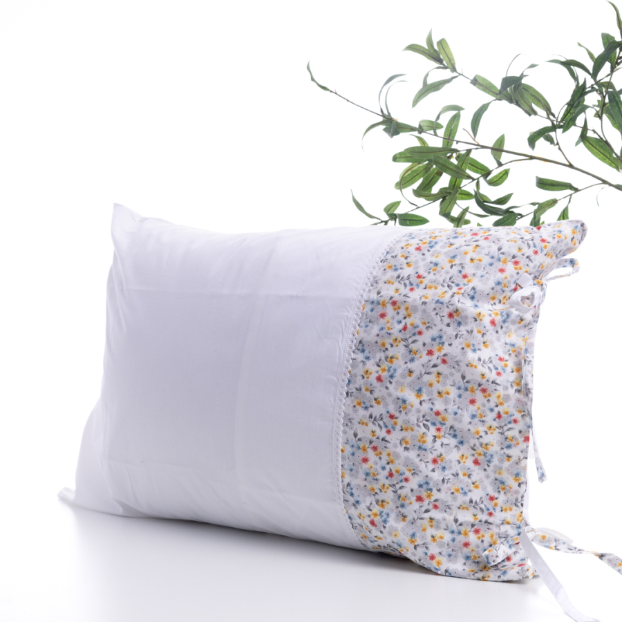 Çiçek desenli yastık kılıfı, 50x70 cm, Gri - 1
