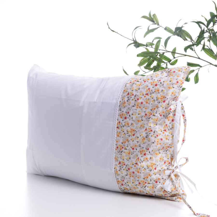 Çiçek desenli yastık kılıfı, 50x70 cm, Sarı - 1