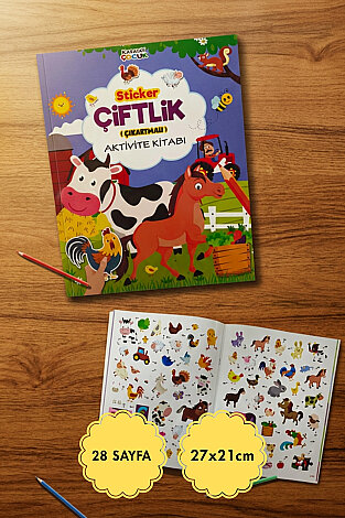 Çıkartmalı, Sticker Etkinlik ve Aktivite Kitabı, Çiftlik (Toplam 28 Sayfa, 27x21cm) - Bimotif