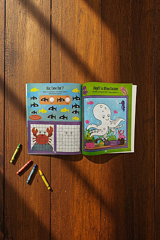 Çıkartmalı, Sticker Etkinlik ve Aktivite Kitabı, Deniz (Toplam 28 Sayfa, 27x21cm) - Bimotif (1)