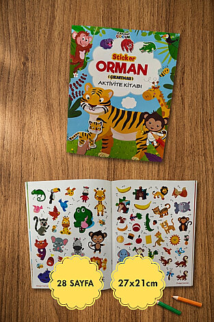 Çıkartmalı, Sticker Etkinlik ve Aktivite Kitabı, Orman (Toplam 28 Sayfa, 27x21cm) - Bimotif