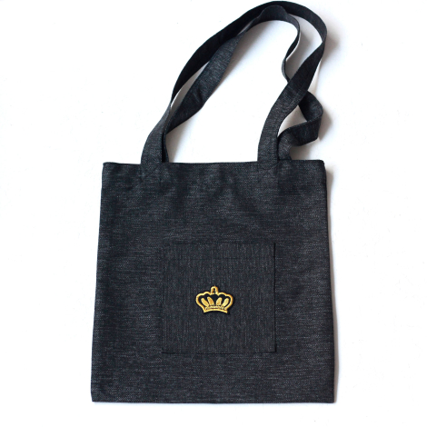 Crown, siyah poly-keten kumaş çanta, 35x40 cm - Bimotif