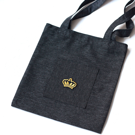 Crown, siyah poly-keten kumaş çanta, 35x40 cm - 2