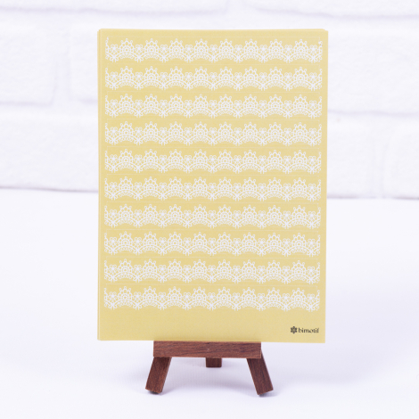 Dantel motifli sarı sticker seti, A5 / 50 sayfa - Bimotif