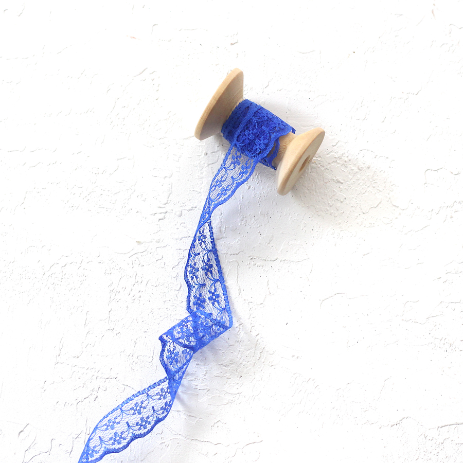 Dantel şeklinde kesilmiş şerit, 2 cm genişlik / 5 metre / Saks Mavi - 3