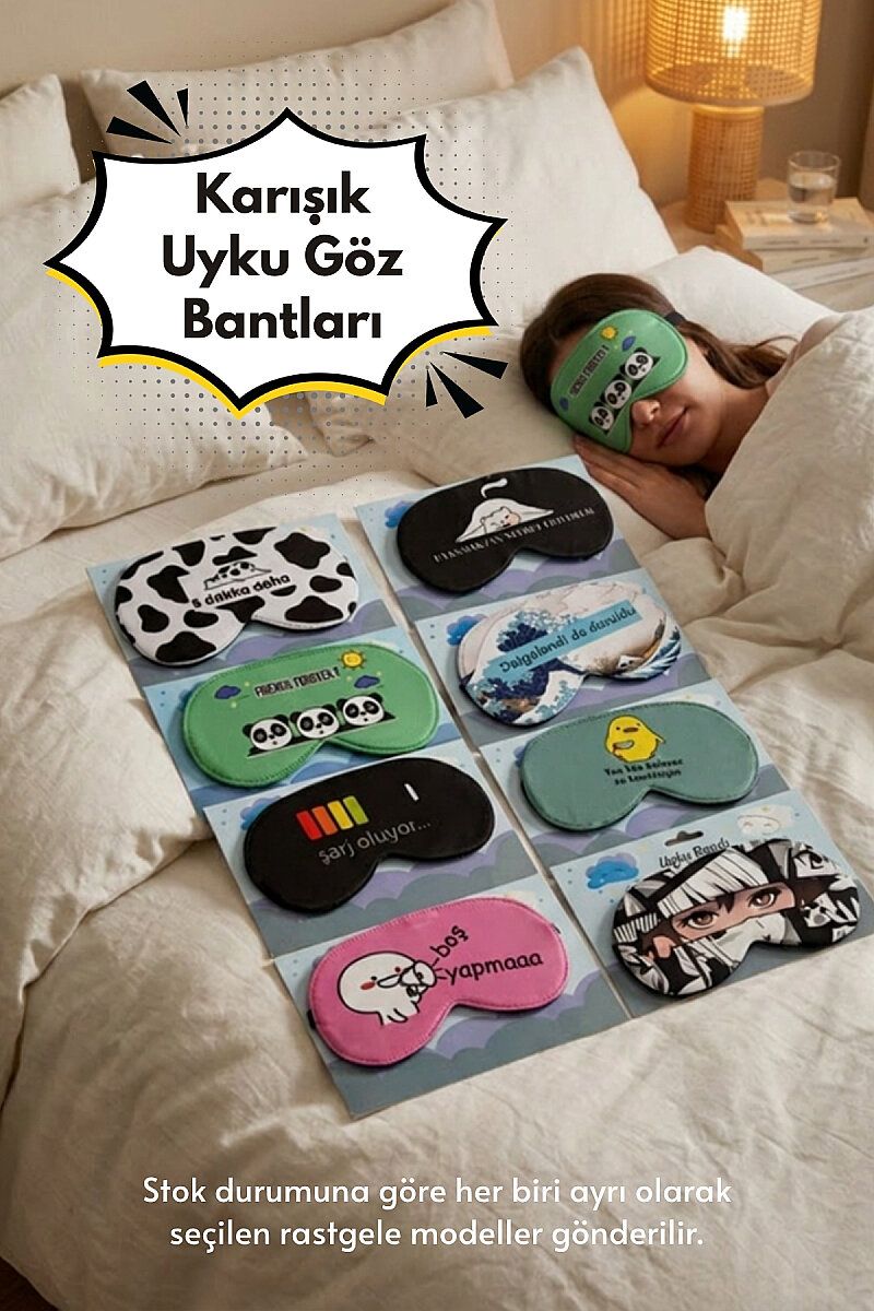 Desenli Uyku Göz Bandı Gözlüğü, Işık Geçirmez Uyku Bandı, Yumuşak Dokulu Gece Göz Maskesi