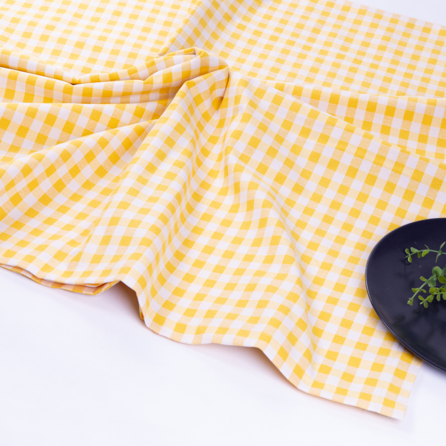 Dokuma kumaş piknik masa örtüsü, sarı / 180x180 - 1