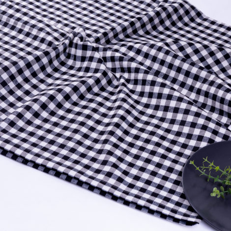 Dokuma kumaş piknik masa örtüsü, siyah / 180x180 - Bimotif