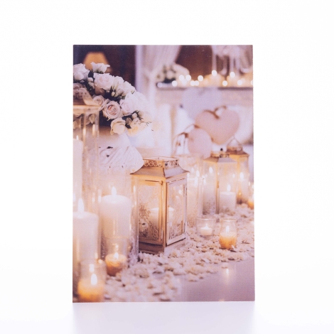 Düğün ve davet kartı, arkasına not yazılabilir, dekoratif mumlar, 12x17 cm / 100 adet - Bimotif