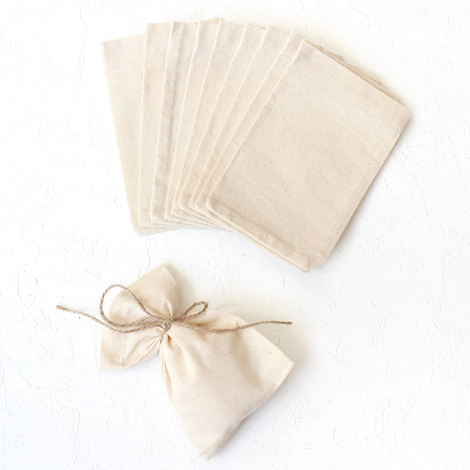 Düz krem ham bez kumaş kese, 10x15 cm / 25 adet - Bimotif (1)