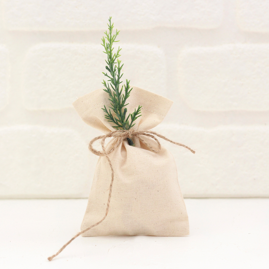 Düz krem ham bez kumaş kese, 10x15 cm / 25 adet - 1
