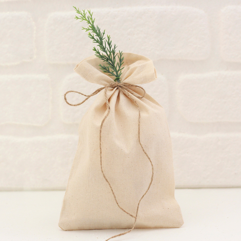 Düz krem ham bez kumaş kese, 15x25 cm / 5 adet - Bimotif