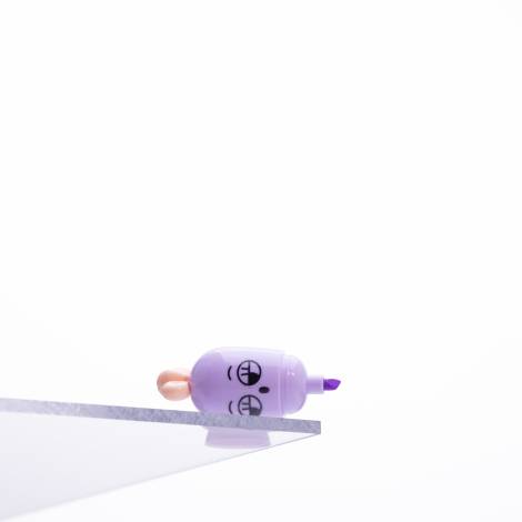 Emoji desenli mini havuç, fosforlu kalem, Mor / 1 adet - Bimotif