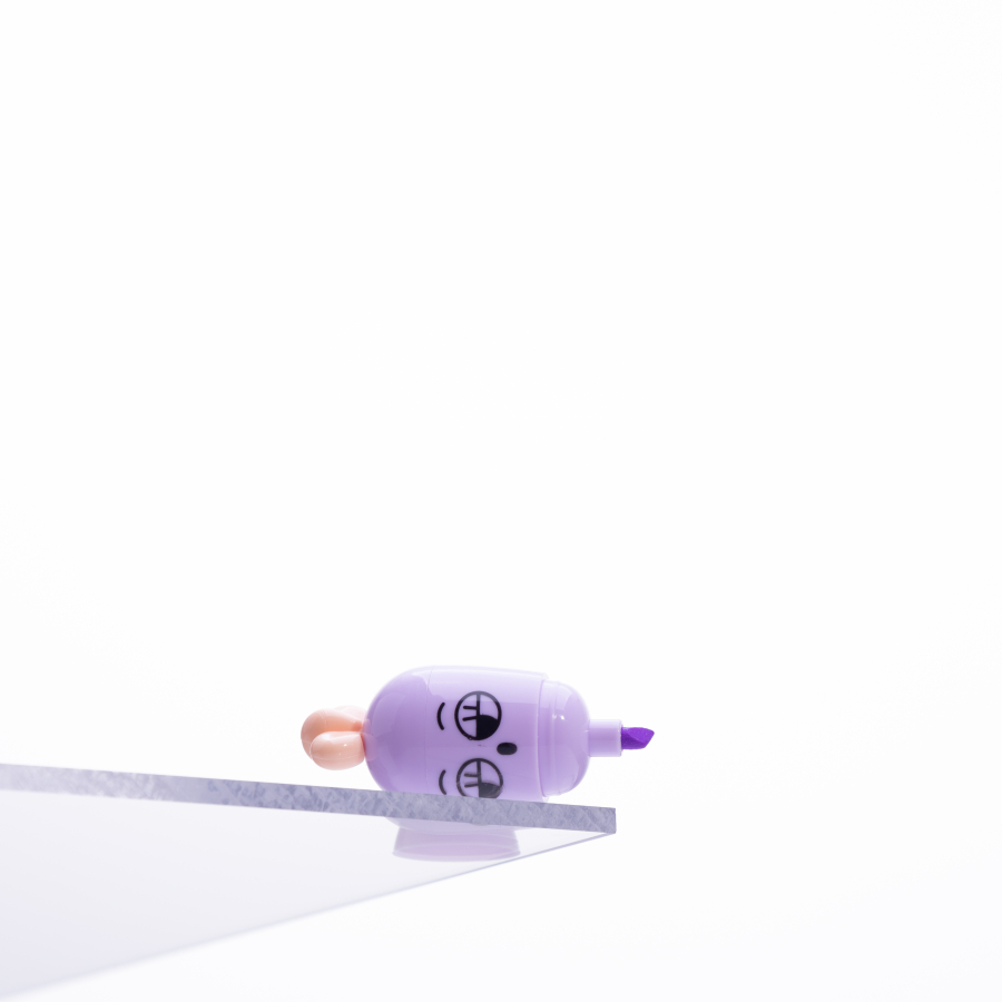 Emoji desenli mini havuç, fosforlu kalem, Mor / 1 adet - 1