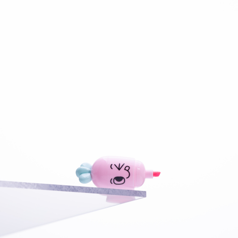 Emoji desenli mini havuç, fosforlu kalem, Pembe / 1 adet - Bimotif