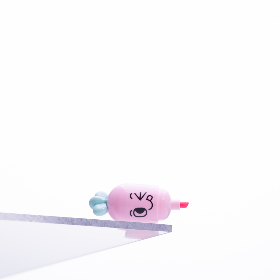 Emoji desenli mini havuç, fosforlu kalem, Pembe / 1 adet - 1