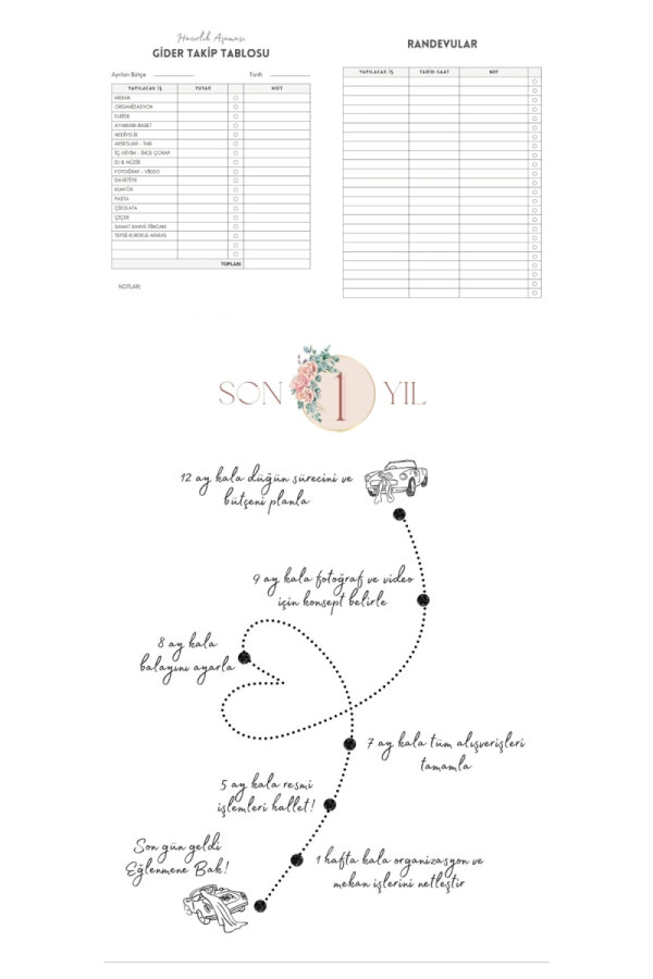 Evlilik Planlayıcım, Düğün Yapılacaklar Listesi, Çeyiz Bütçe Listesi, Söz, Nişan, Kına için Defter - 3