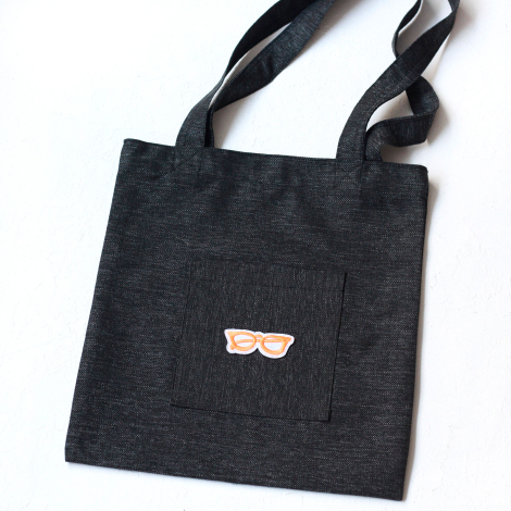 Eyeglasses, siyah poly-keten kumaş çanta, 35x40 cm - Bimotif (1)