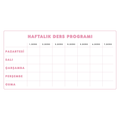 Figürlü isimlik, ders programı, kalem ve eşya sticker seti, pembe / 1 sayfa - Bimotif (1)