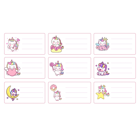 Figürlü isimlik, ders programı, kalem ve eşya sticker seti, pembe / 1 sayfa - 3
