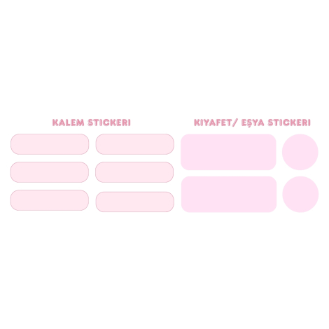 Figürlü isimlik, ders programı, kalem ve eşya sticker seti, pembe / 1 sayfa - 4
