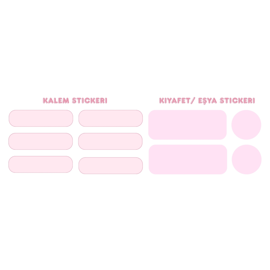Figürlü isimlik, ders programı, kalem ve eşya sticker seti, pembe / 1 sayfa - 4