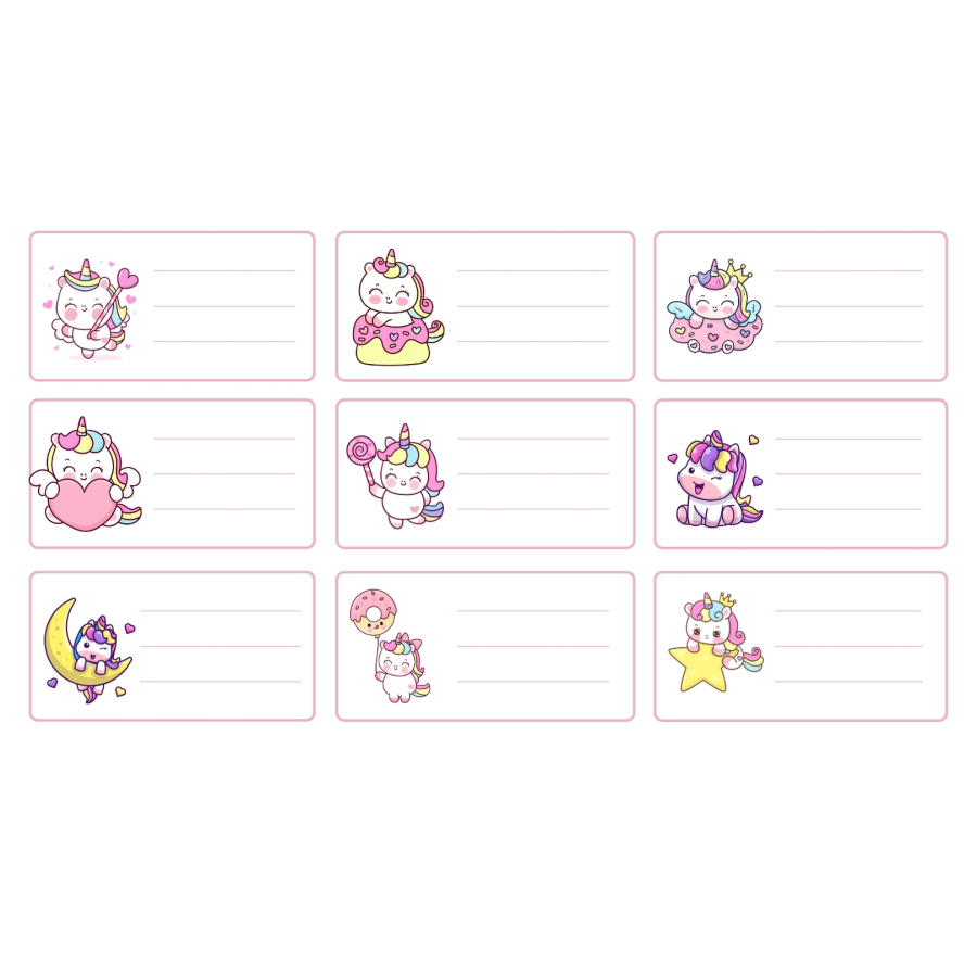 Figürlü isimlik, ders programı, kalem ve eşya sticker seti, pembe / 10 sayfa - 3