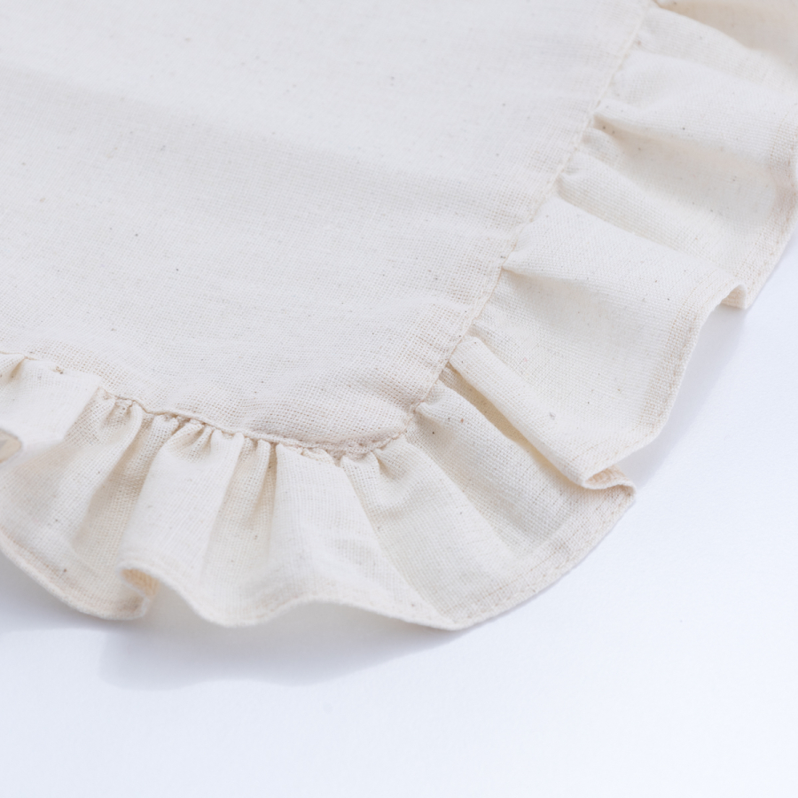 Fırfırlı keten görünümlü krem hambez runner / 40x110 cm - 2