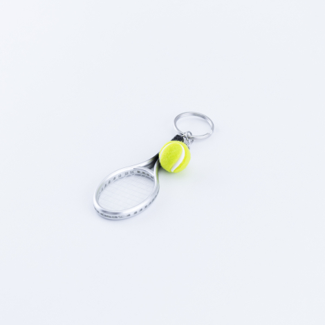 Gri raket ve tenis topu anahtarlık - Bimotif