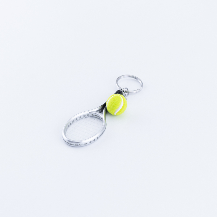 Gri raket ve tenis topu anahtarlık - 1