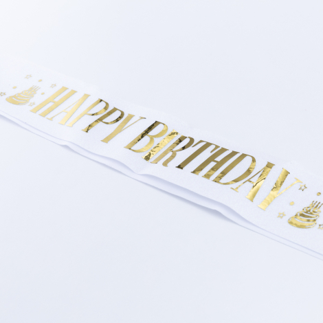Happy Birthday yazılı kuşak, Gold - Bimotif (1)