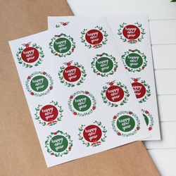 Happy new year sticker seti, 12 adet (1 sayfa) - Bimotif (1)